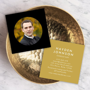 Add Your Photo Simple Minimalist Editable Colour Square Business Card