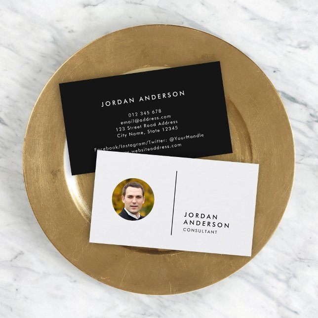 Add Your Photo Simple Separator Editable Colour Business Card (Creator Uploaded)