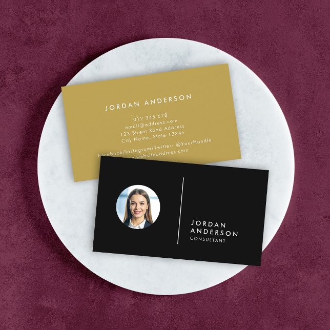 Add Your Photo Simple Separator Editable Colour Business Card (Creator Uploaded)