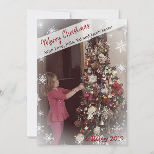 Add Your Photo Snowflake Black and White Christmas Invitation