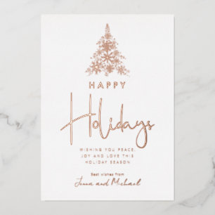 ADD YOUR PHOTO Snowflake Tree Foil Holiday Card
