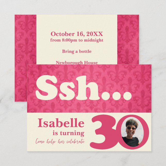 Add your photo ssh surprise 30th birthday invite (Front/Back)