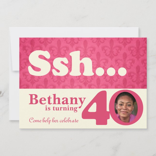 Add your photo ssh surprise 40th birthday invite (Front)