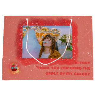 Add Your Photo Thankful Galaxy Large Gift Bag