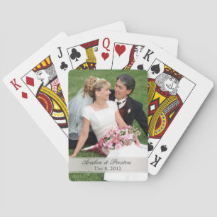 Add Your Photo Wedding Black Playing Cards