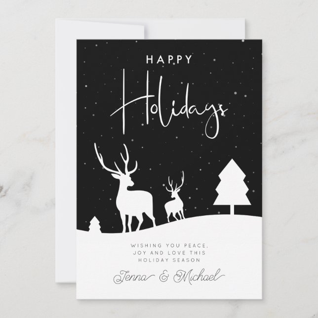 ADD YOUR PHOTO | Winter Deer Snowflakes Invitation (Front)