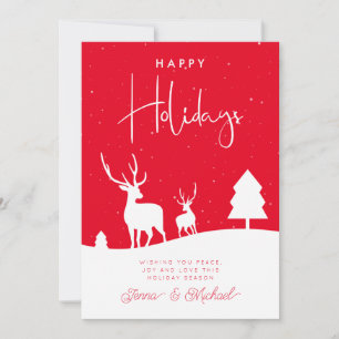 ADD YOUR PHOTO   Winter Deer Snowflakes Invitation