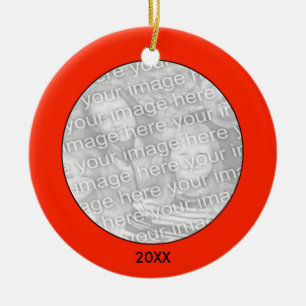 Add Your Photo & Year Red Circle Ornament