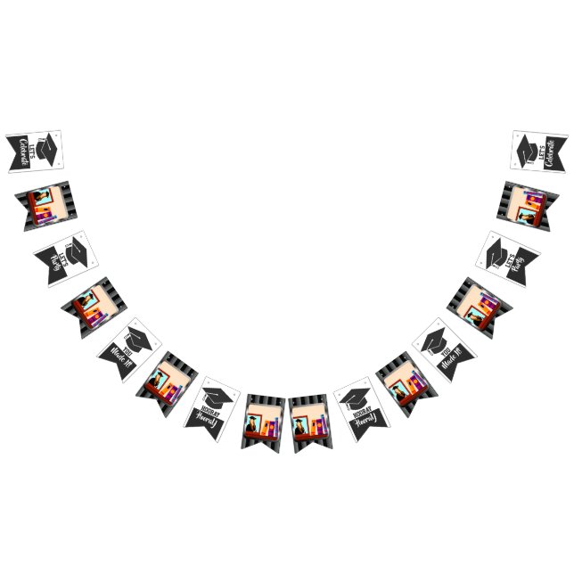 Add Your Photos Graduation Party Celebrate Grads Bunting Flags (All)