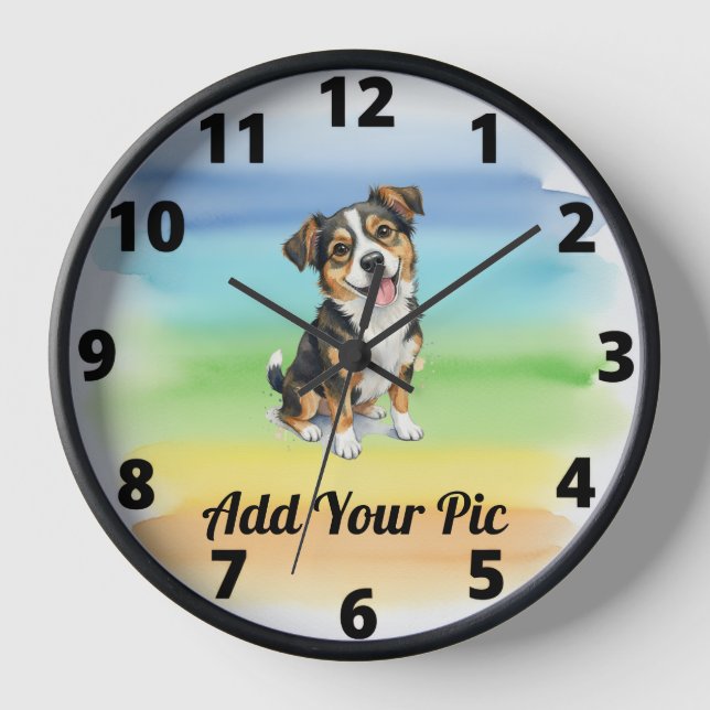Add Your Pic Personalized Wall-Custom Dog Clock  (Front)