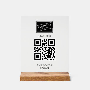 Add Your QR Code and Business Logo Menu Acrylic Sign