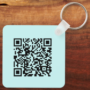 Add Your QR Code Promotional Business Cool Aqua Keychain