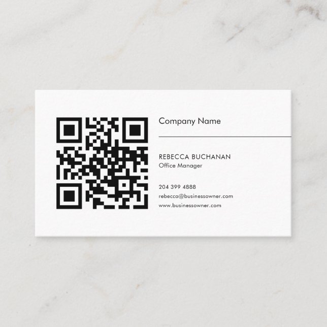 Add Your QR Code Simple Company Logo Business Card (Front)