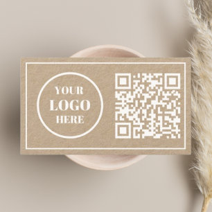Add Your QR or Logo l Modern Rustic White Script Business Card