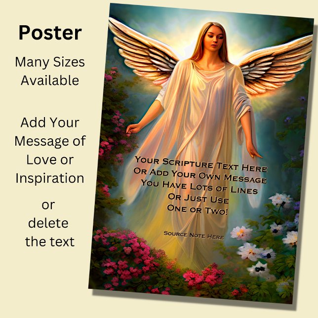 Add Your Scripture, Christian Angel & Pink Flowers Poster (Creator Uploaded)