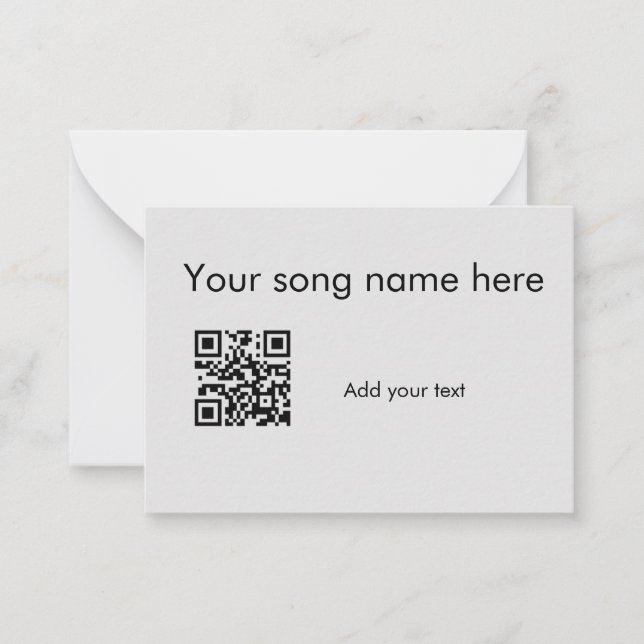 Add your song name here q r code add text name her card (Front)