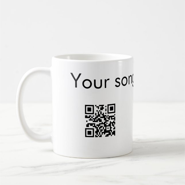 Add your song name here q r code add text name her coffee mug (Left)