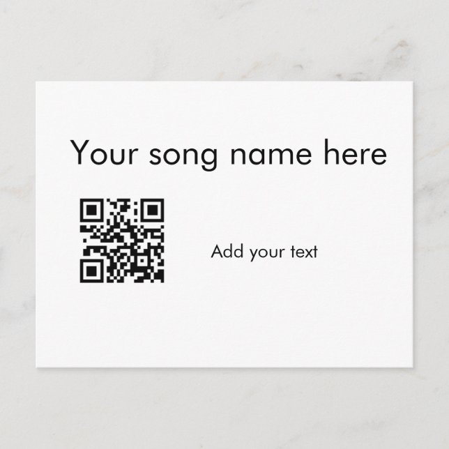 Add your song name here q r code add text name her postcard (Front)