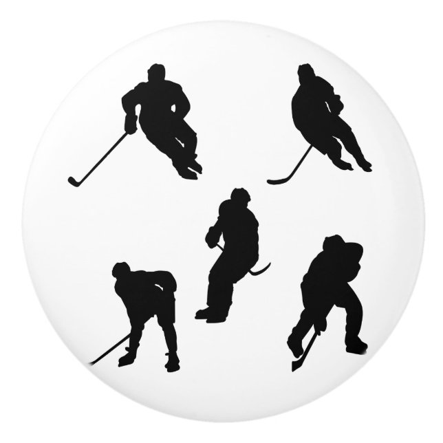 Add Your Team Colours Hockey Pattern Ceramic Knob (Front)