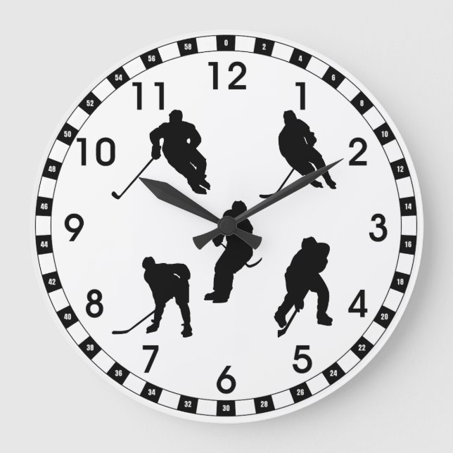 Add Your Team Colours Hockey Pattern Large Clock (Front)