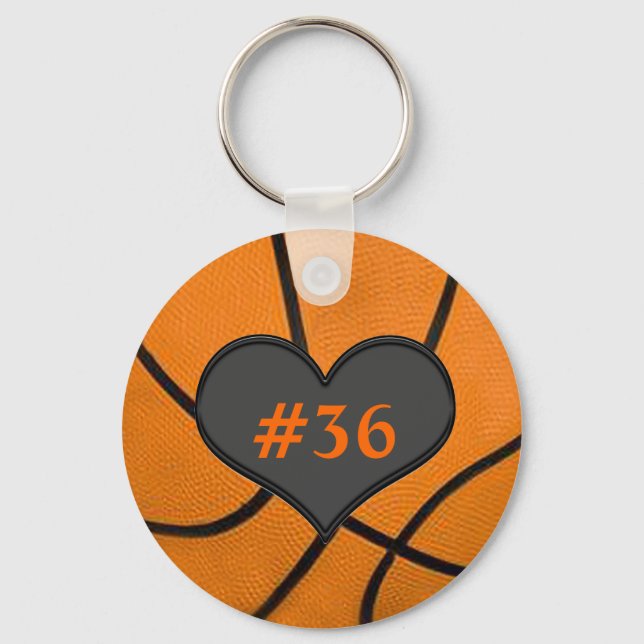 Add Your Team Players Number Basketball Key Chain (Front)