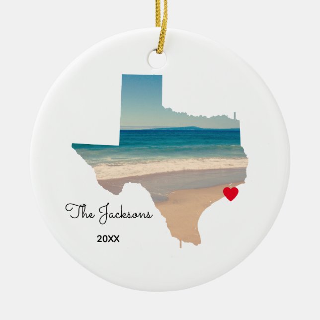 Add Your Texas Beach Trip Photo Ceramic Ornament (Front)