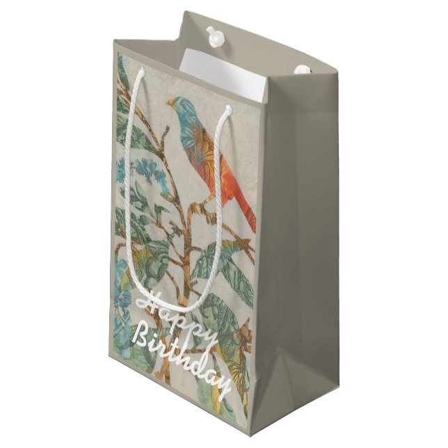 Add Your Text | Aviary Collage II Small Gift Bag (Front Angled)