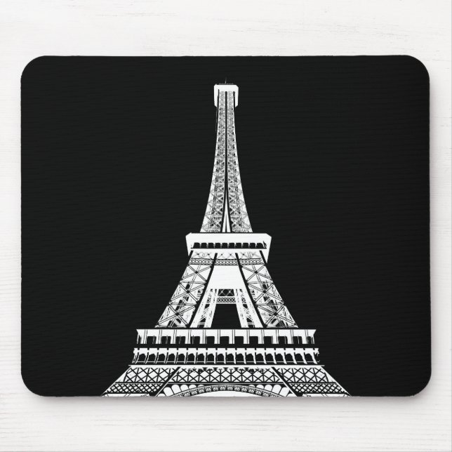 Add Your Text B&W Pop Art Eiffel Tower Paris Mouse Pad (Front)