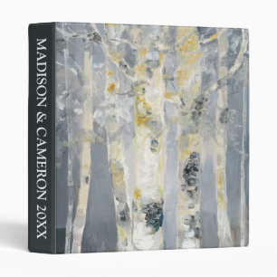 Add Your Text Birch Trees On Grey Background Binder