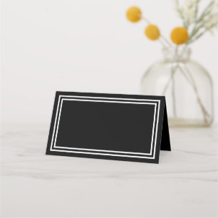 Add Your Text Black with Double White Borders Place Card