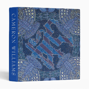 Add Your Text Blue Ornate Mosaic Art, Germany Binder