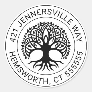 Add Your Text   Celtic Tree Address Classic Round Sticker