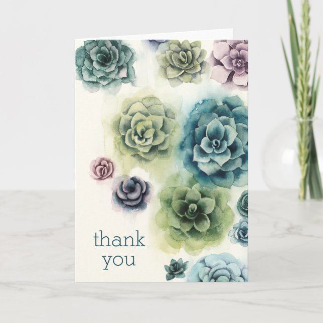 Add Your Text | Cluster of Succulents Thank You Card (Front)