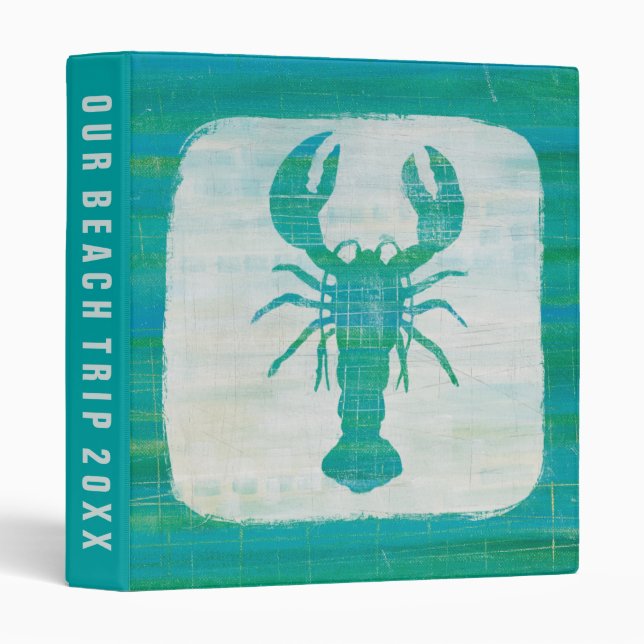 Add Your Text | Coastal Art | Aqua Lobster Binder (Front/Spine)