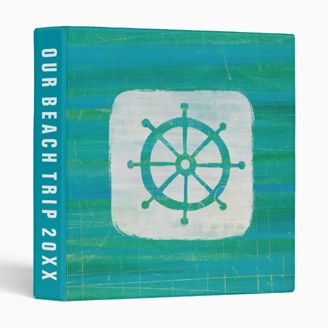 Add Your Text | Coastal Art | Aqua Steering Wheel Binder (Front/Spine)