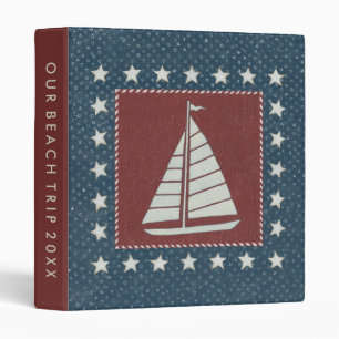 Add Your Text   Coastal Art   Sailboat on Red Binder