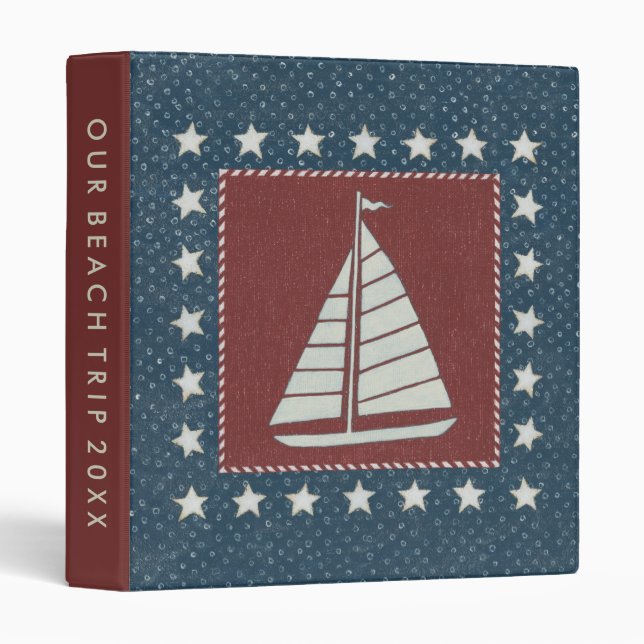 Add Your Text | Coastal Art | Sailboat on Red Binder (Front/Spine)