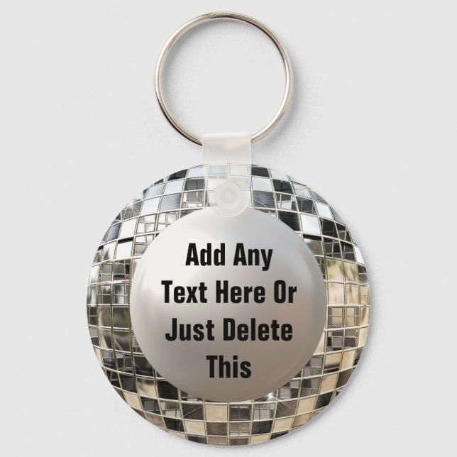 Add Your Text Cool Disco Mirror Ball Keychain (Front)