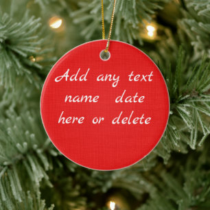 Add Your Text Country Red Burlap Solid Plain colou Ceramic Ornament