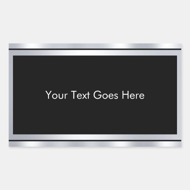 Add Your Text Custom Blank Template Black Silver Sticker (Front)