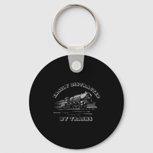 Add Your Text Easily Distracted By Steam Trains Keychain