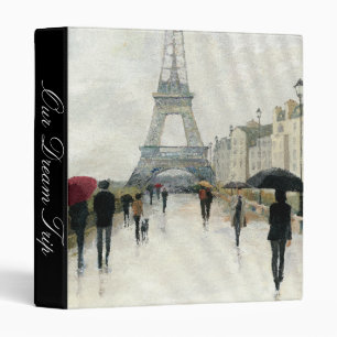 Add Your Text Eiffel Tower Paris In The Rain Binder
