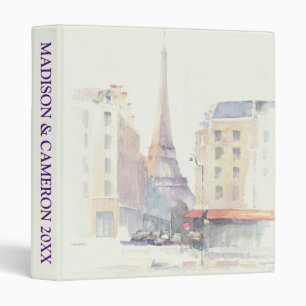 Add Your Text Eiffel Tower Paris Watercolor Binder