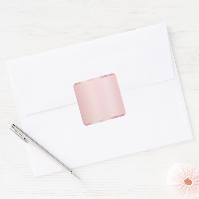 Add Your Text Elegant Template Blank Rose Gold Square Sticker (Envelope)