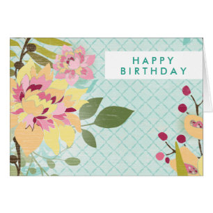 Add Your Text Floral Garden, Blue Background