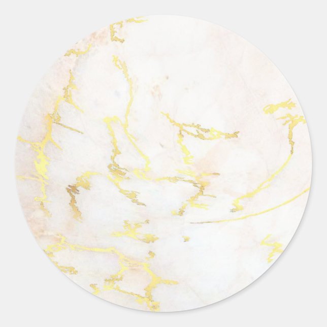 Add Your Text Gold Marble Blank Modern Elegant Classic Round Sticker (Front)
