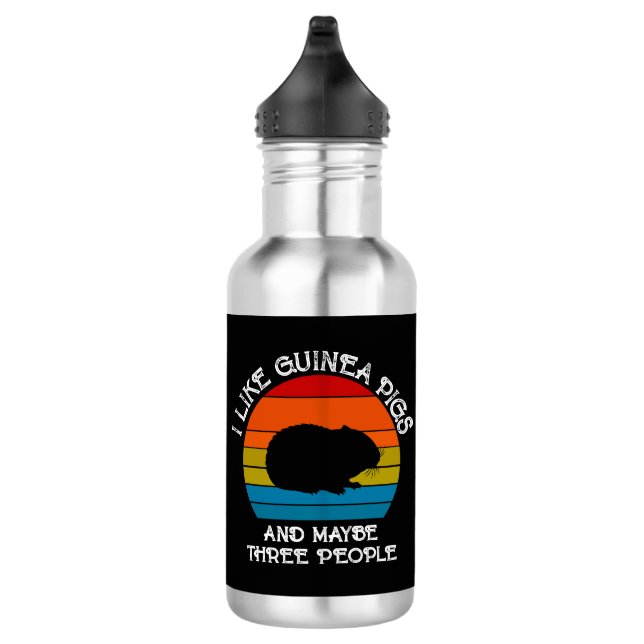 Add Your Text, Guinea Pig on Red Blue Sunset 532 Ml Water Bottle (Right)