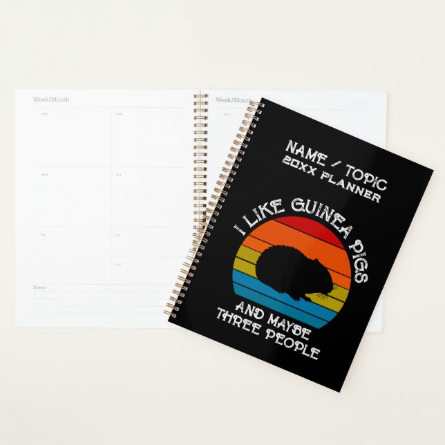 Add Your Text, Guinea Pig on Red Blue Sunset Planner (Display)