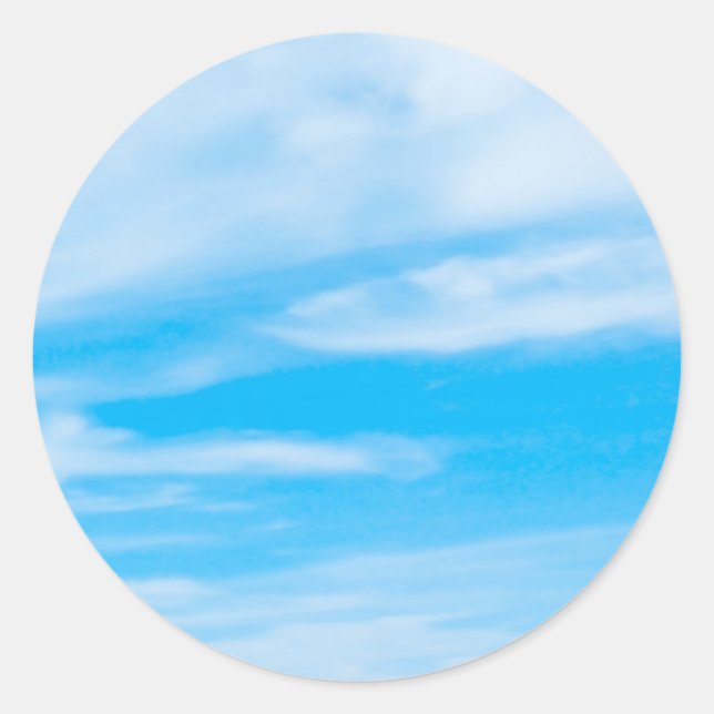 Add Your Text Here Blue Sky Clouds Nature Template Classic Round Sticker (Front)