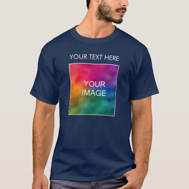 Add Your Text Image Logo Template Men's Navy T-Shirt (Front)